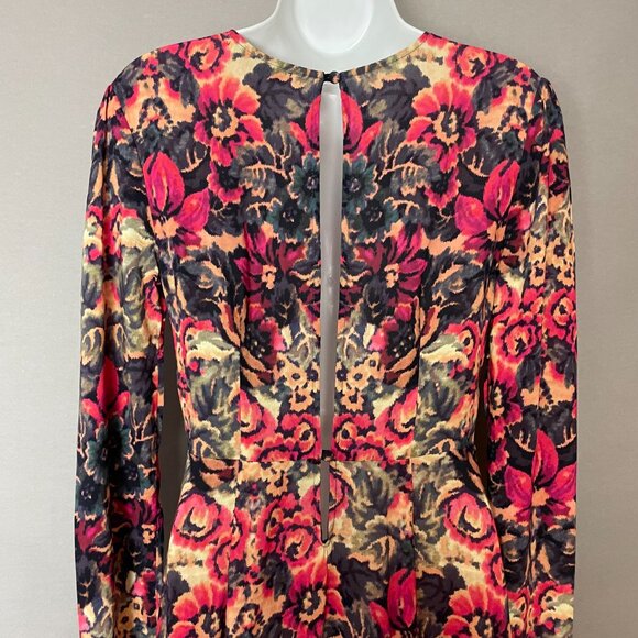 Sam & Lavi Anthropologie Selma Dress Midi Floral Graphic Size XS Peekaboo Back - Picture 8 of 13